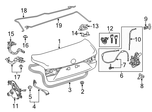2021 Lexus LS500 Trunk Cushion, Luggage Compartment Door Diagram for 64459-50030