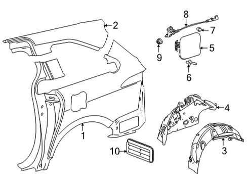2021 Toyota Sienna Side Panel & Components Fuel Door Diagram for 77350-08030
