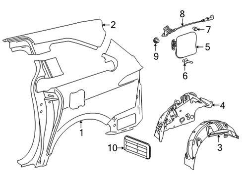 2021 Toyota Sienna Side Panel & Components Wheelhouse Liner Diagram for 65637-08020