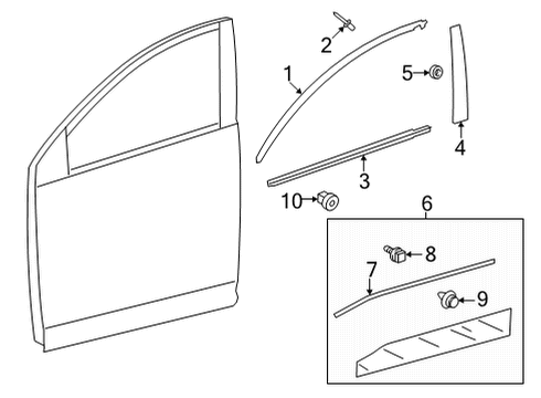 2022 Toyota Corolla Cross Exterior Trim - Front Door Lower Molding Diagram for 75073-0A040