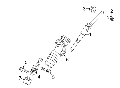 2006 Chevrolet SSR Lower Steering Column Upper Intermediate Steering Shaft Assembly Diagram for 15103083