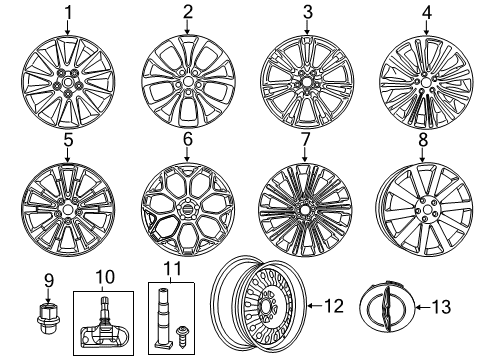 2012 Chrysler 300 Wheels, Covers & Trim Aluminum Wheel Diagram for 1SZ88DX8AD