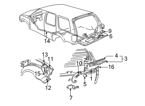 2002 Oldsmobile Bravada Rear Wiper Components Wiper, Rear Window(Insert) Diagram for 22121329