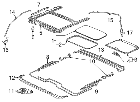 2019 Honda Civic Sunroof Frame, Sunroof Diagram for 70100-TGG-A01