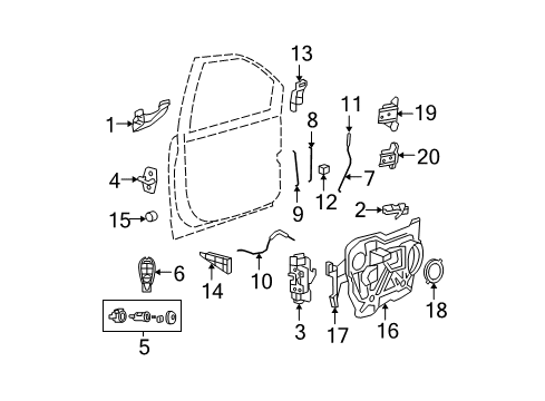 2018 Dodge Grand Caravan Front Door - Lock & Hardware Cable-Inside Handle To Latch Diagram for 68071839AA