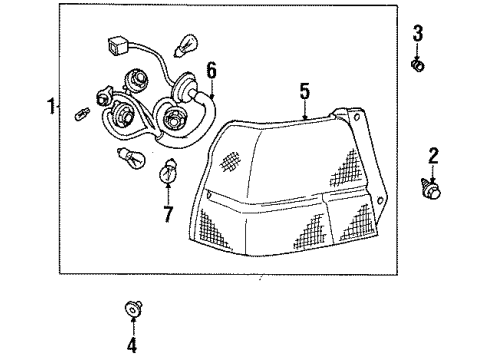 1997 Toyota Tercel Tail Lamps Lens, Rear Combination Lamp, LH Diagram for 81561-16530