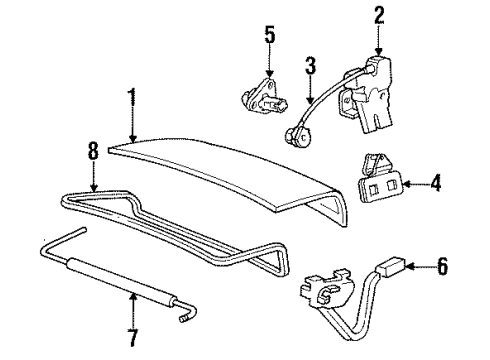1993 Mercury Sable Trunk Lid Cylinder & Keys Diagram for F24Y5443507A