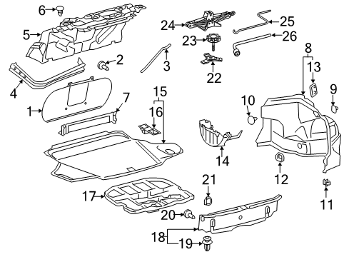 2015 Lexus ES350 Interior Trim - Rear Body Jack Assembly Diagram for 09111-0W160