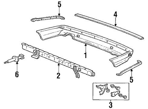1985 Honda Accord Rear Bumper Face, Rear Bumper Diagram for 84111-SA6-661ZZ