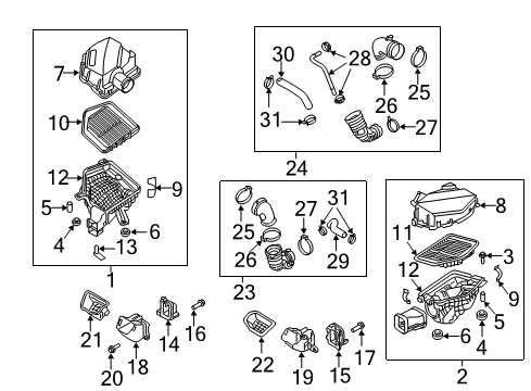 2019 Genesis G80 Air Intake Duct-EXTN, RH Diagram for 28224B1600