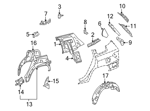 2009 Toyota Highlander Inner Structure - Quarter Panel Pad Diagram for 58588-0E020