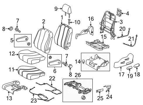 2015 Toyota Sienna Second Row Seats Seat Cushion Pad Diagram for 79136-08040