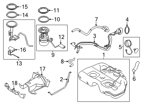 2012 Nissan Murano Fuel Supply Hose-Filler Diagram for 17228-1AA0A