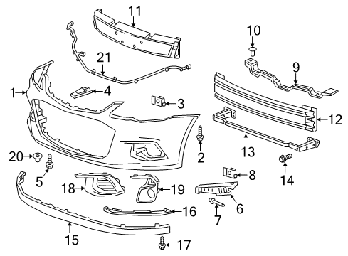 2019 Chevrolet Sonic Front Bumper Trim Cover Diagram for 42338076