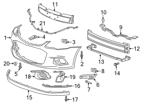 2019 Chevrolet Sonic Front Bumper Bumper Cover Diagram for 42525595