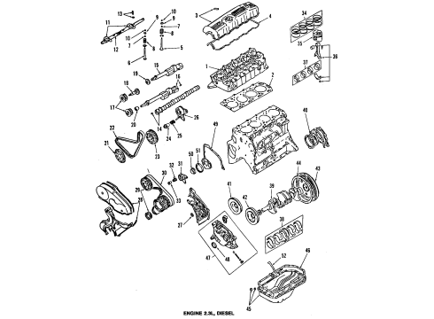 1984 Dodge Ram 50 Engine Parts, Mounts, Cylinder Head & Valves, Camshaft & Timing, Oil Pan, Oil Pump, Balance Shafts, Crankshaft & Bearings, Pistons, Rings & Bearings Pump Fuel Mechanical Diagram for 4798382
