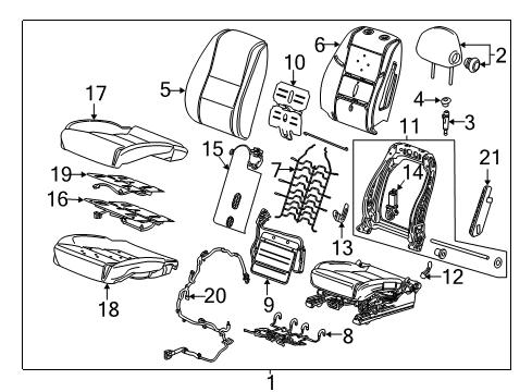 2020 Chevrolet Impala Driver Seat Components Seat Cushion Pad Diagram for 23105647