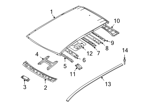 2013 Nissan Murano Roof & Components, Exterior Trim Moulding-Roof Drip, RH Diagram for 73852-1AA0A