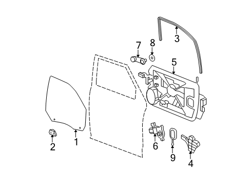 2009 Dodge Ram 1500 Front Door Seal-Glass Run Diagram for 55369295AL