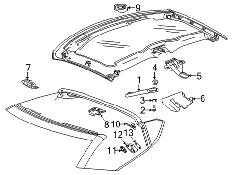 2020 Chevrolet Corvette Removable Top Latch & Hardware Applique Bolt Diagram for 11611887