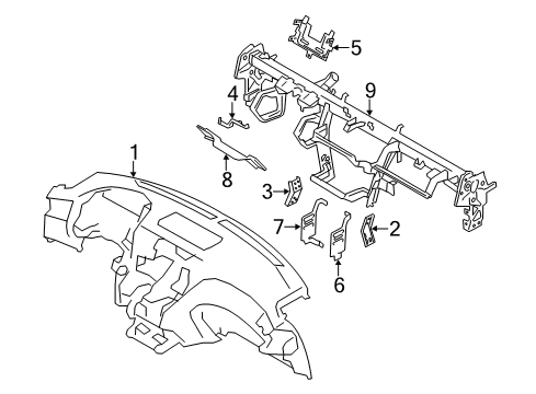 2011 Infiniti M56 Cluster & Switches, Instrument Panel Panel & Pad Assy-Instrument Diagram for 68200-1MA1A