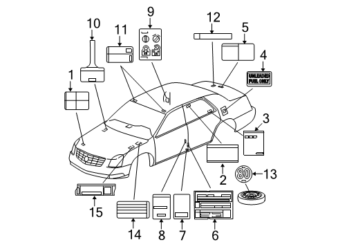 2011 Cadillac DTS Information Labels Speaker Grille Nut Diagram for 15812668