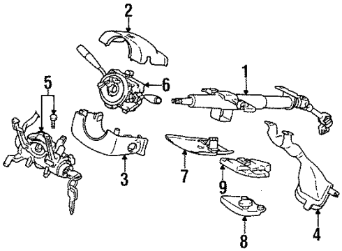 1995 Geo Metro Steering Column, Steering Wheel & Trim Column, Steering Diagram for 30013317