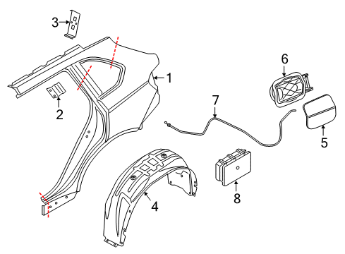 2017 BMW X6 Quarter Panel & Components Cover, Wheel Housing, Rear Left Diagram for 51717333527