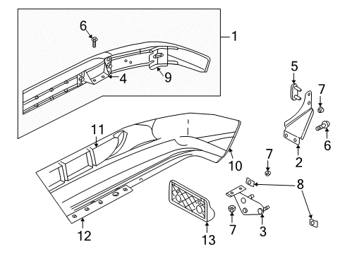 2001 Dodge Dakota Front Bumper Shield-Front FACSIA Diagram for 55076409AB