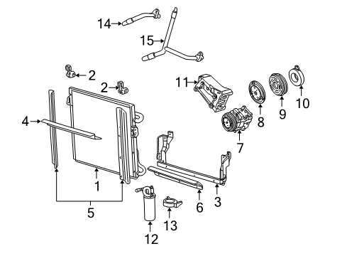 2005 Ford Explorer Sport Trac A/C Condenser, Compressor & Lines Condenser Diagram for EU2Z-19712-D