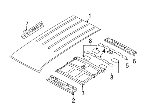 2008 Hyundai Entourage Roof & Components Pad-ANTIVIBRATION Diagram for 841761F000