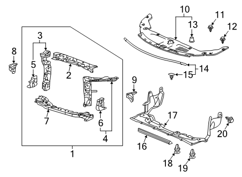 2020 Acura ILX Radiator Support Gusset, Left Front Bulkhead Side Stay Diagram for 60465-TR0-A00ZZ