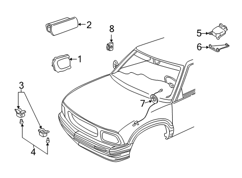 2003 Chevrolet Blazer Air Bag Components Airbag, Steering Wheel Diagram for 15134358