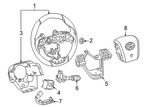 2020 Toyota Mirai Steering Wheel & Trim Multifunction Switch Diagram for 84250-62031