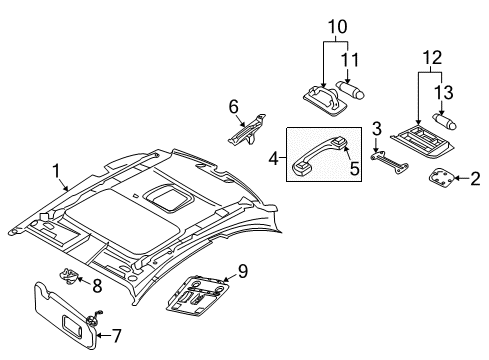 2009 BMW 128i Sunroof Interior Reading Light, Rear Centre Diagram for 61319201641