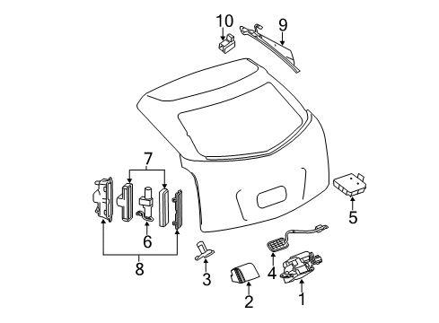 2014 Cadillac SRX Lift Gate Lift Gate Actuator Assembly Diagram for 23429744