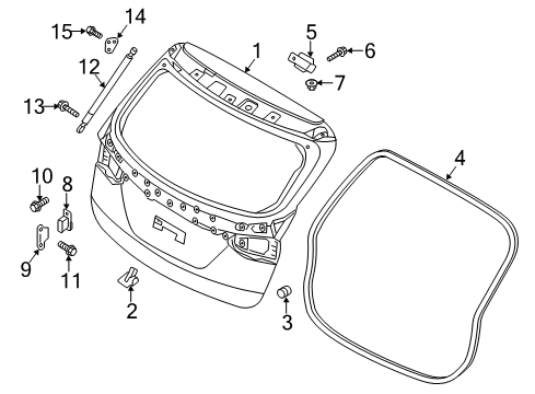 2016 Hyundai Santa Fe Sport Lift Gate Weatherstrip-Tail Gate Opening Diagram for 87321-4Z500