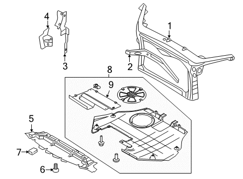 2007 Lincoln MKZ Radiator Support Under Cover Shield Diagram for 6E5Z-54104B40-A