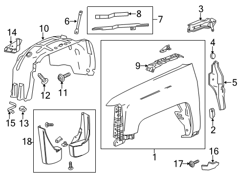 Diagram for 2019 Chevrolet Silverado 1500 Fender & Components, Exterior Trim 