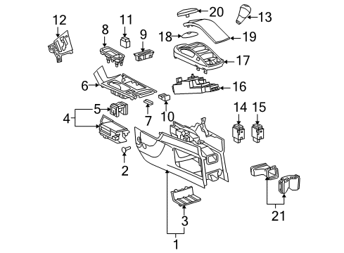 2012 Lexus RX450h Center Console Panel, Console, Upper Rear Diagram for 58822-48030-C0