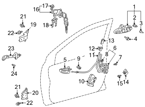 2004 Toyota Echo Door - Lock & Hardware Handle, Inside Diagram for 69206-52020-B6