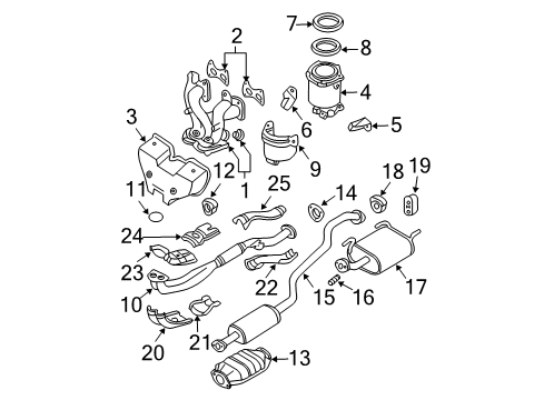 2000 Nissan Sentra Exhaust Components Exhaust, Sub Muffler Assembly Diagram for 20300-0Z010