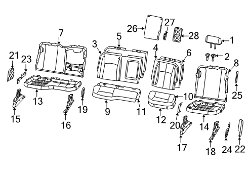 2019 Ram 2500 Rear Seat Components Rear Seat Cushion Diagram for 6XL25BD3AA