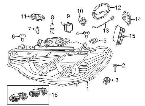 2015 BMW 428i Gran Coupe Headlamps Right Headlight Diagram for 63117304474