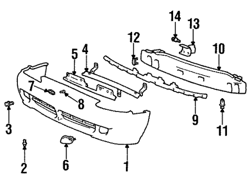 1997 Hyundai Elantra Front Bumper Screw-Tapping Diagram for 12493-04083