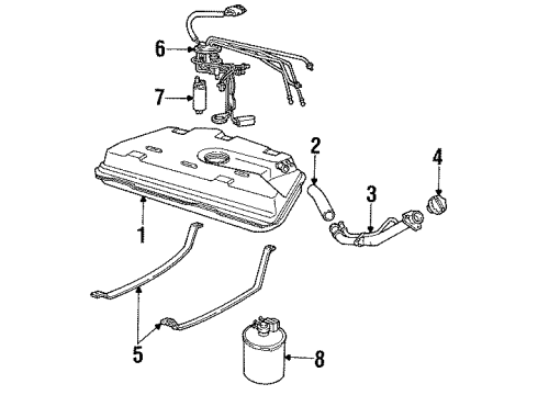 1987 Cadillac Allante Emission Components SENDER Assembly Diagram for 25092739