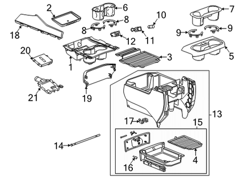 2022 Chevrolet Suburban Center Console Applique Diagram for 84821079