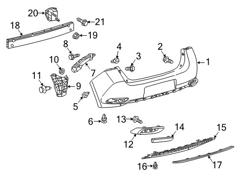 2017 Toyota Corolla iM Rear Bumper Bumper Cover Diagram for 52159-12950