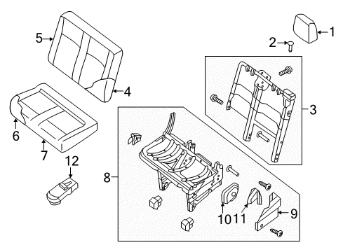 2017 Nissan NV2500 Rear Seat Components Pad Assembly-4TH Seat Cushion, RH Diagram for 89307-1PC0A