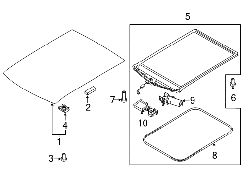 2017 Ford Transit Connect Sunroof Seal Diagram for DT1Z-1751884-BA